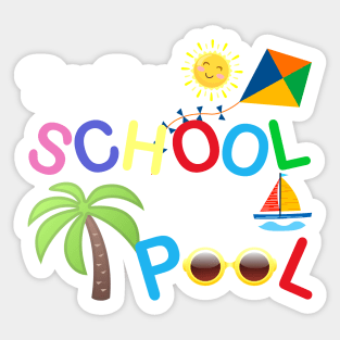 Bye bye school hello pool carton Sticker